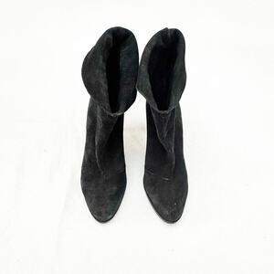 Michael Kors Suede Black Leather Heeled Bootie Foldable Cuff Size 7.5